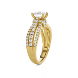 Round Lab Grown Diamond Side Stone Engagement Ring
