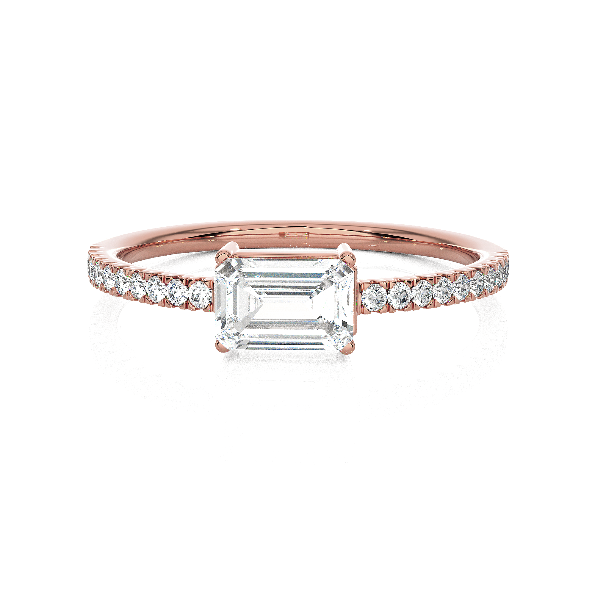 Emerald-Cut Lab Grown Diamond Side Stone Engagement Ring