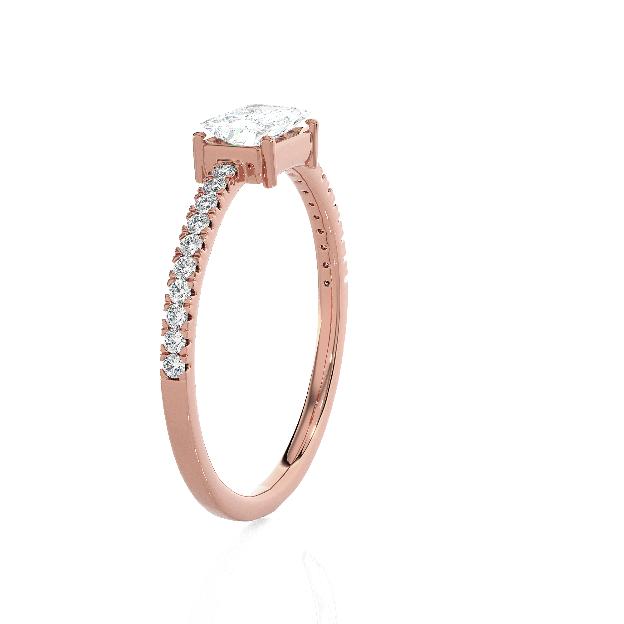 Emerald-Cut Lab Grown Diamond Side Stone Engagement Ring
