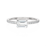 Emerald-Cut Lab Grown Diamond Side Stone Engagement Ring