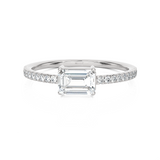 Emerald-Cut Lab Grown Diamond Side Stone Engagement Ring