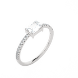 Emerald-Cut Lab Grown Diamond Side Stone Engagement Ring
