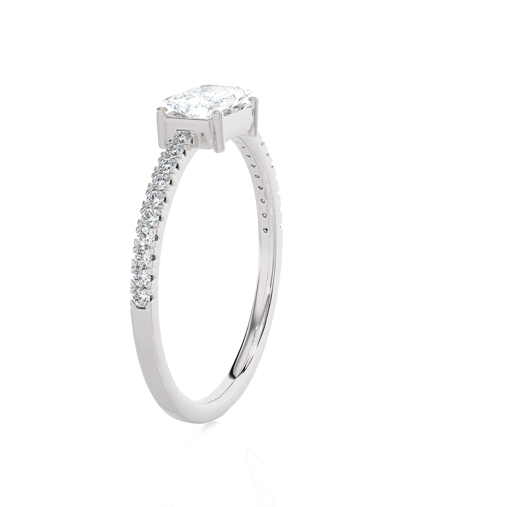 Emerald-Cut Lab Grown Diamond Side Stone Engagement Ring