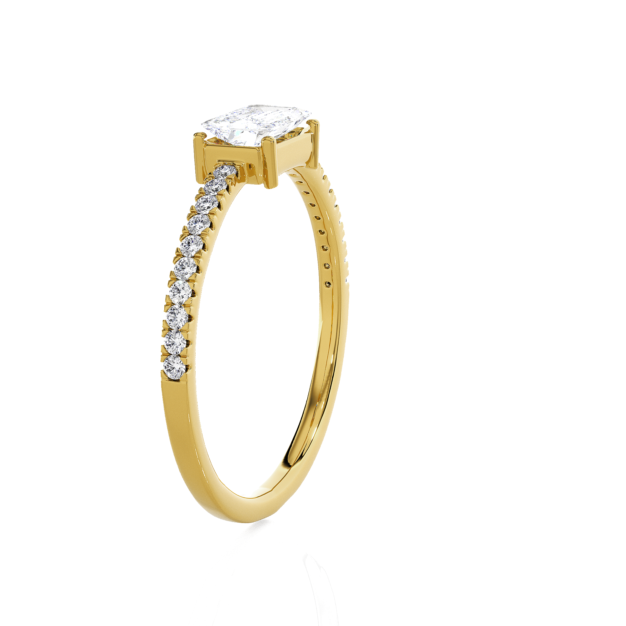 Emerald-Cut Lab Grown Diamond Side Stone Engagement Ring