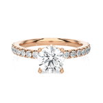 Round Lab Grown Diamond Side Stone Engagement Ring