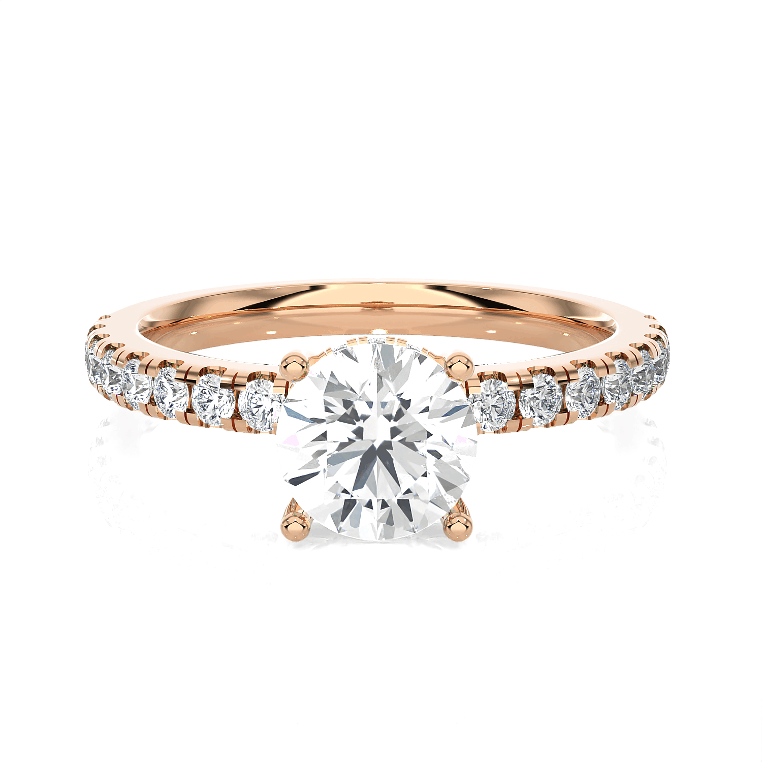 Round Lab Grown Diamond Side Stone Engagement Ring