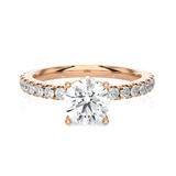 Round Lab Grown Diamond Side Stone Engagement Ring