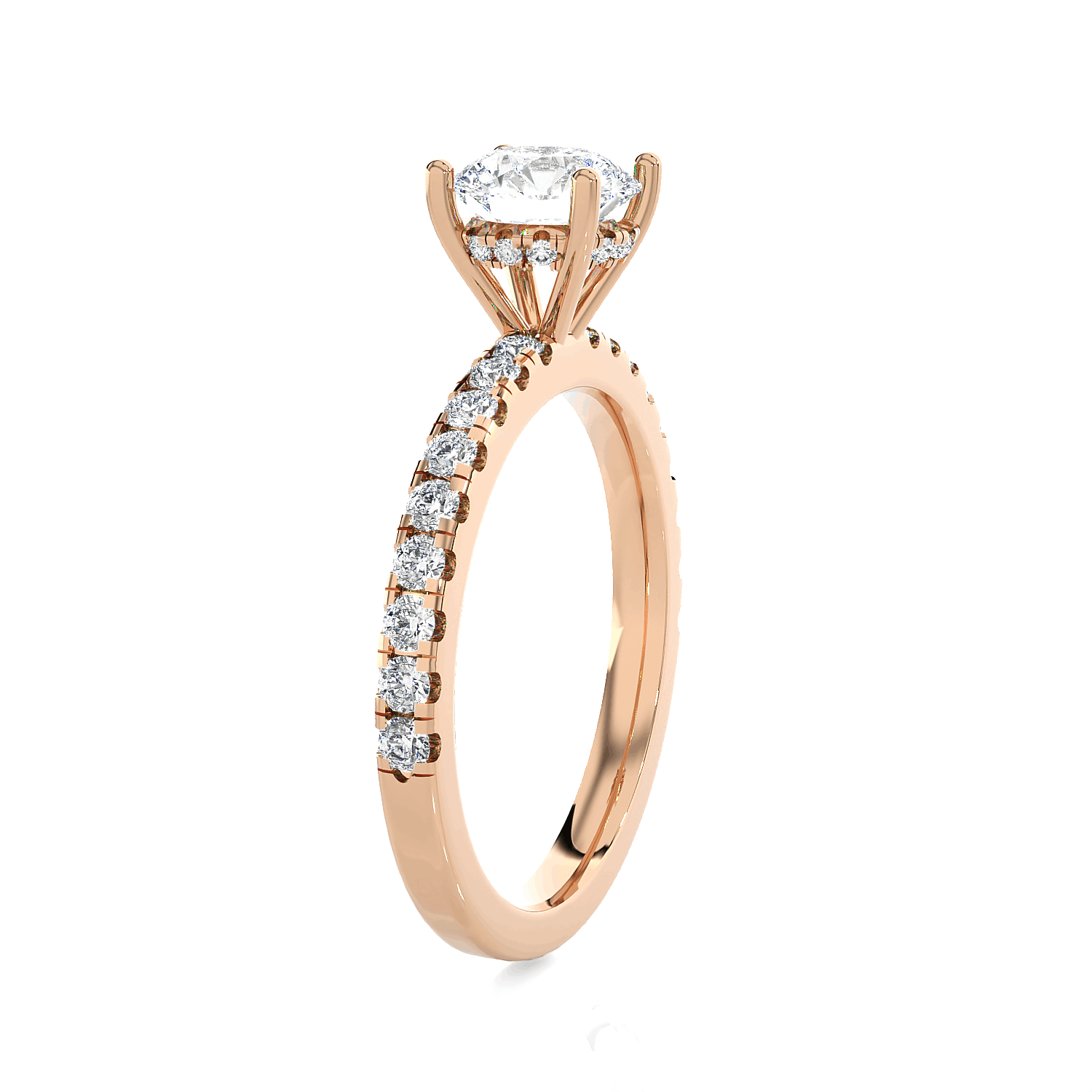Round Lab Grown Diamond Side Stone Engagement Ring