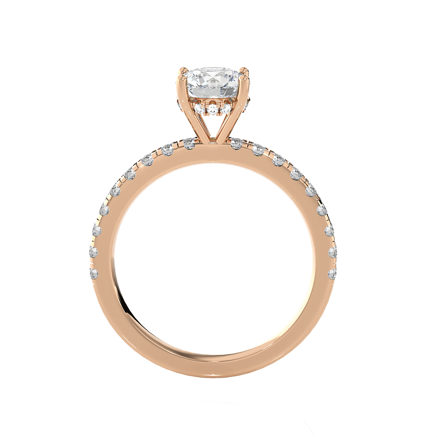 Round Lab Grown Diamond Side Stone Engagement Ring