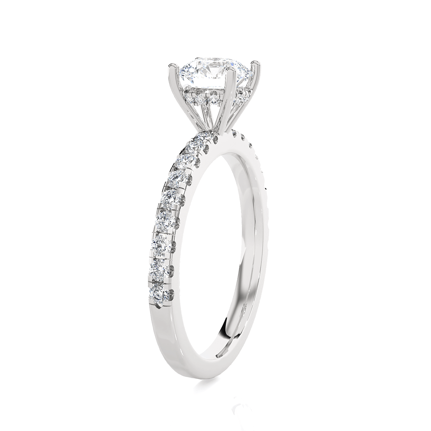 Round Lab Grown Diamond Side Stone Engagement Ring
