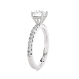 Round Lab Grown Diamond Side Stone Engagement Ring