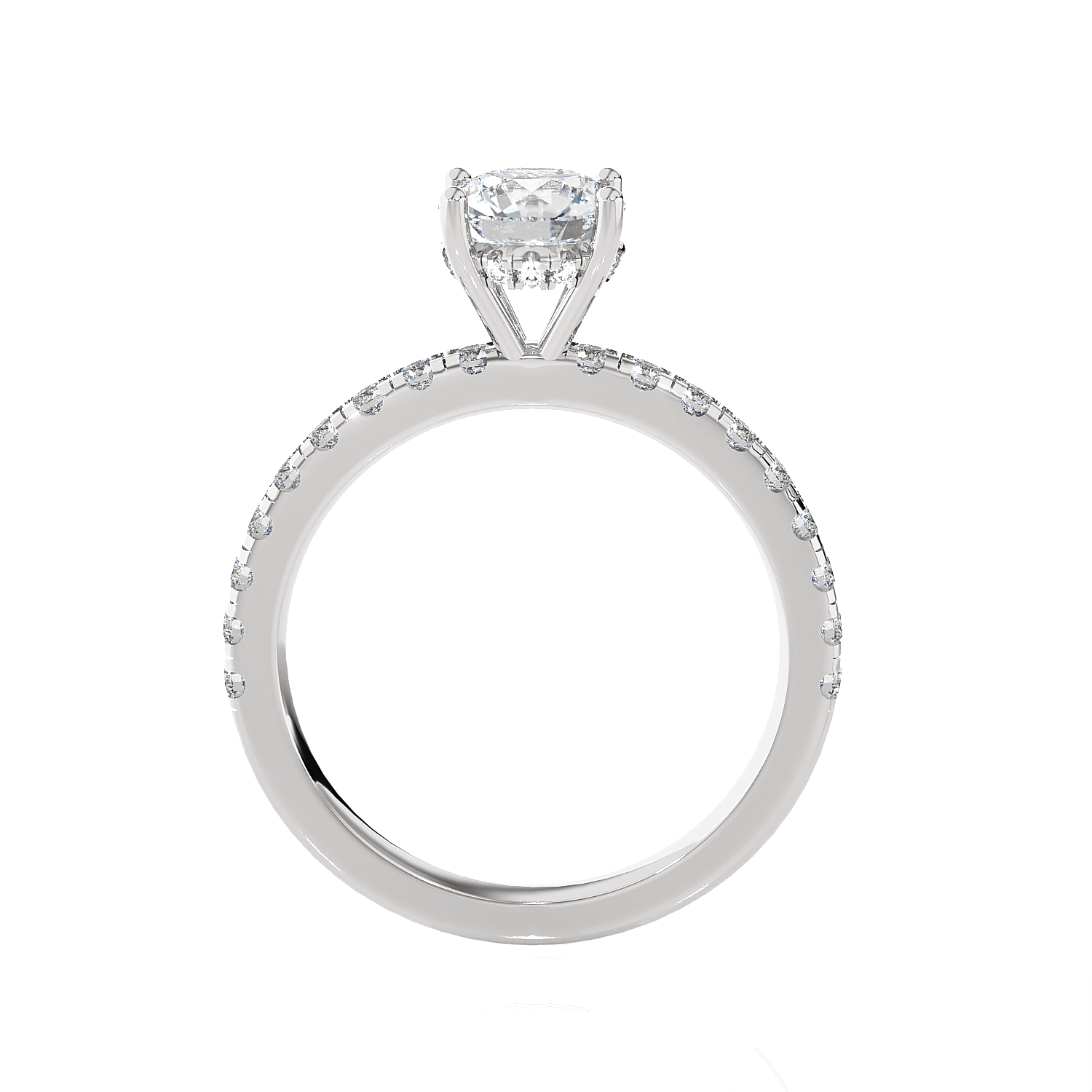 Round Lab Grown Diamond Side Stone Engagement Ring