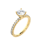 Round Lab Grown Diamond Side Stone Engagement Ring