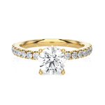 Round Lab Grown Diamond Side Stone Engagement Ring
