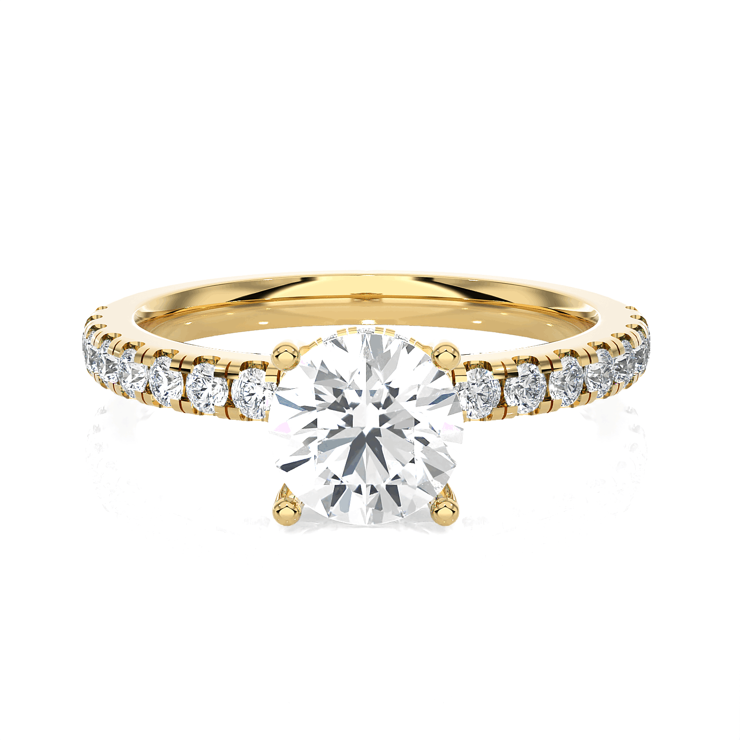 Round Lab Grown Diamond Side Stone Engagement Ring