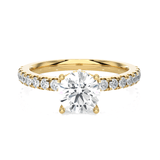 Round Lab Grown Diamond Side Stone Engagement Ring
