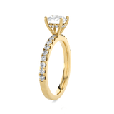 Round Lab Grown Diamond Side Stone Engagement Ring