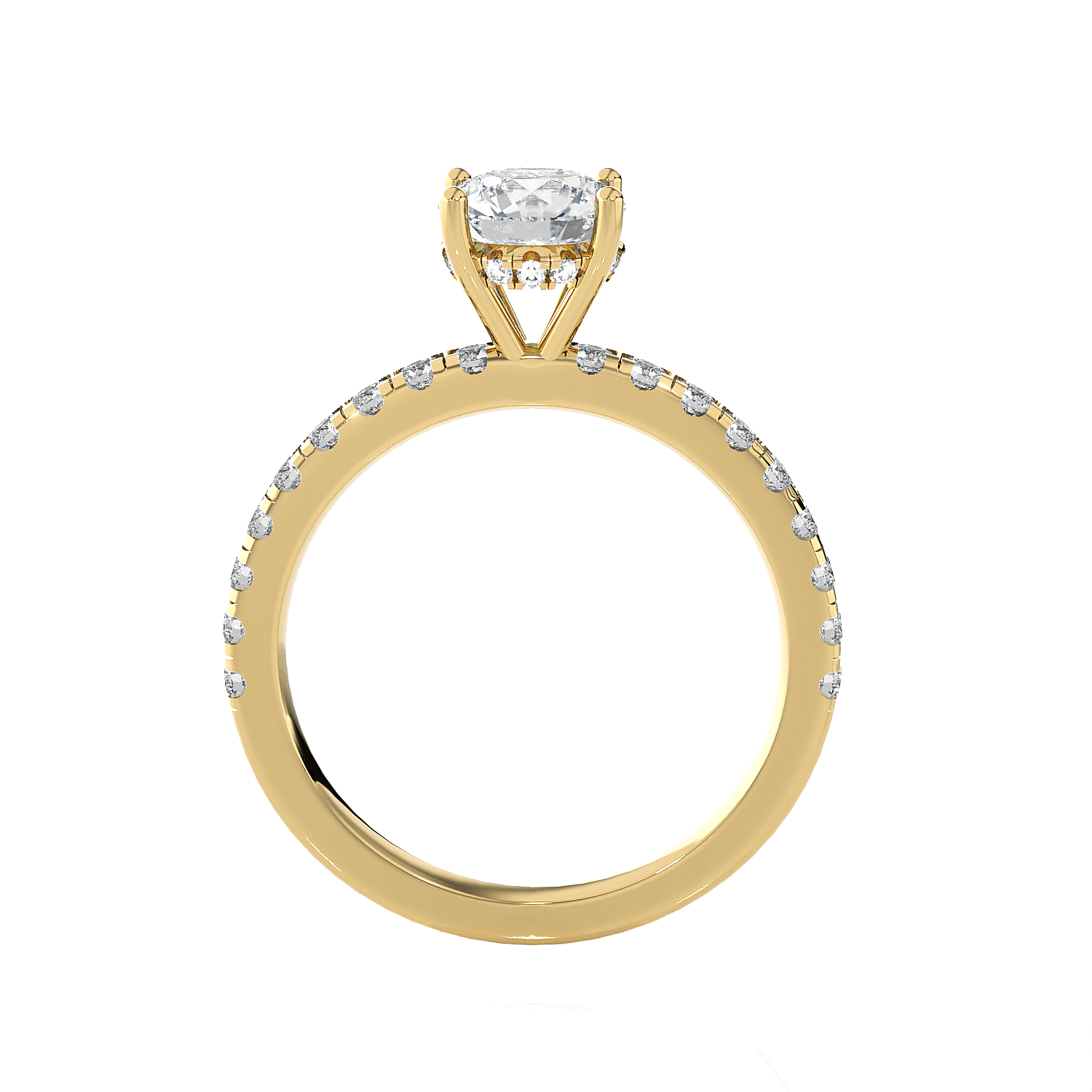 Round Lab Grown Diamond Side Stone Engagement Ring