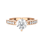 Round Lab Grown Diamond Side Stone Engagement Ring