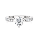 Round Lab Grown Diamond Side Stone Engagement Ring