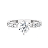 Round Lab Grown Diamond Side Stone Engagement Ring