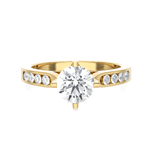 Round Lab Grown Diamond Side Stone Engagement Ring