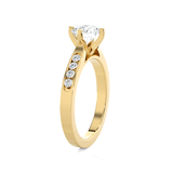 Round Lab Grown Diamond Side Stone Engagement Ring