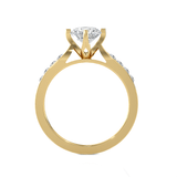Round Lab Grown Diamond Side Stone Engagement Ring