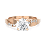 Round Lab Grown Diamond Side Stone Engagement Ring