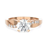 Round Lab Grown Diamond Side Stone Engagement Ring