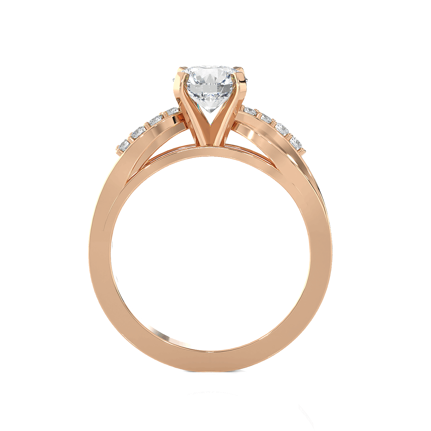 Round Lab Grown Diamond Side Stone Engagement Ring