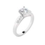 Round Lab Grown Diamond Side Stone Engagement Ring