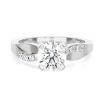 Round Lab Grown Diamond Side Stone Engagement Ring
