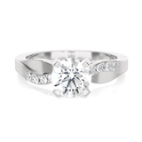 Round Lab Grown Diamond Side Stone Engagement Ring