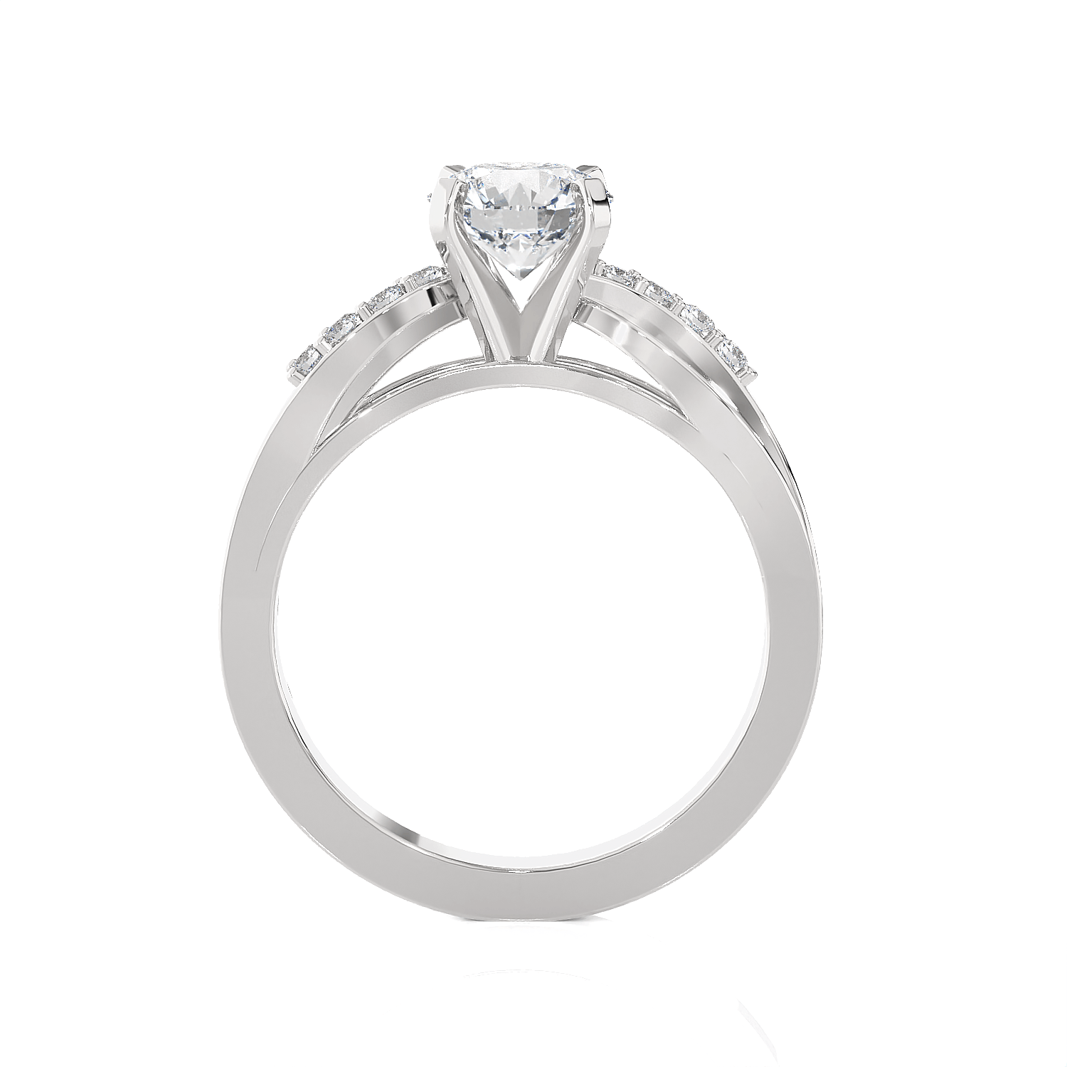 Round Lab Grown Diamond Side Stone Engagement Ring