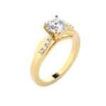Round Lab Grown Diamond Side Stone Engagement Ring