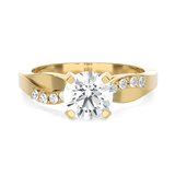 Round Lab Grown Diamond Side Stone Engagement Ring