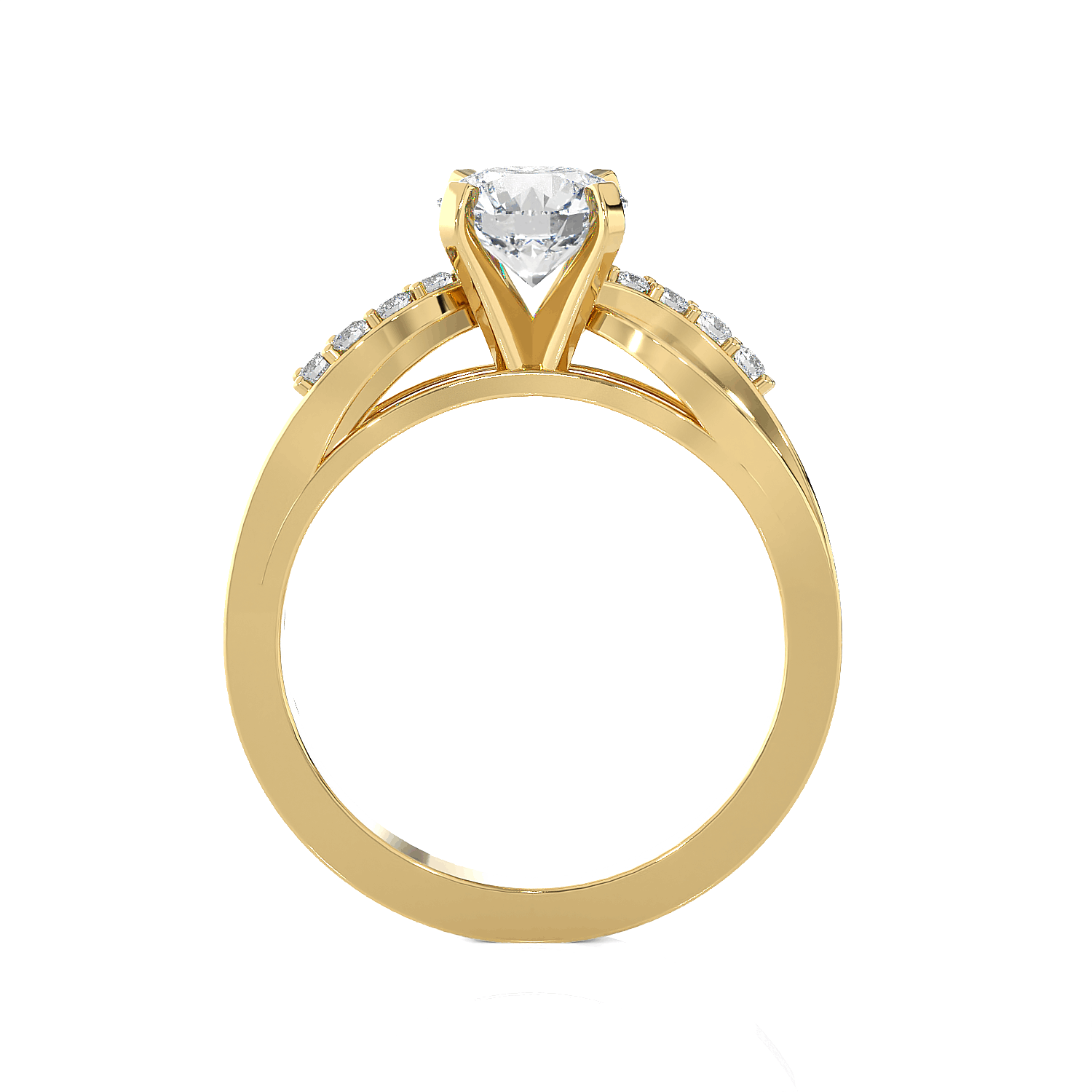 Round Lab Grown Diamond Side Stone Engagement Ring