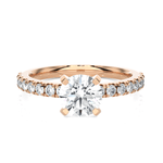 Round Lab Grown Diamond Side Stone Engagement Ring