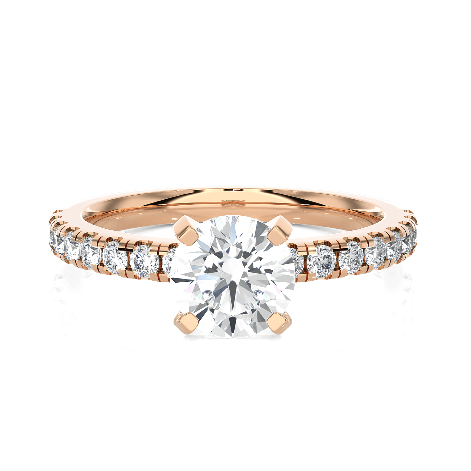 Round Lab Grown Diamond Side Stone Engagement Ring