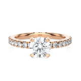Round Lab Grown Diamond Side Stone Engagement Ring