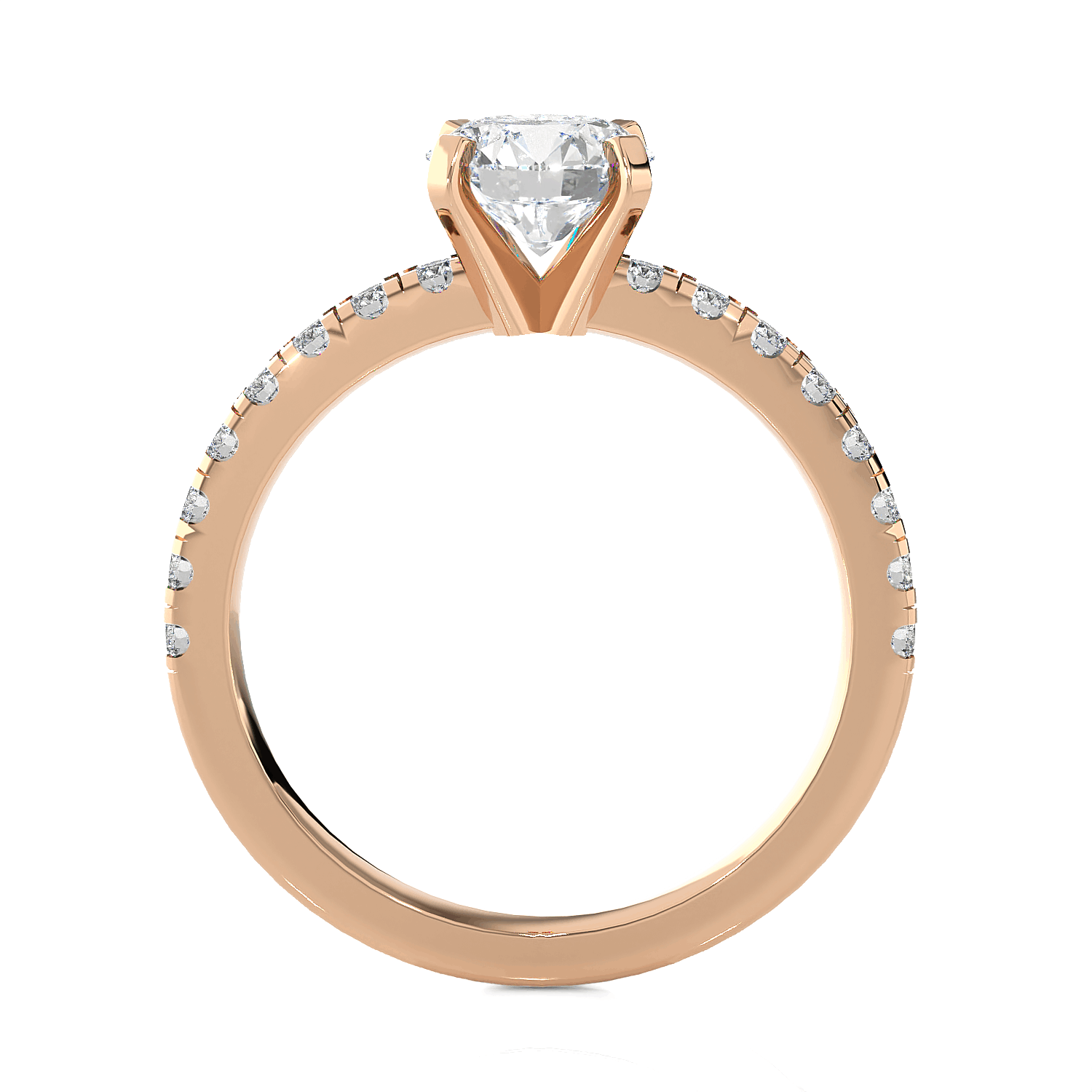 Round Lab Grown Diamond Side Stone Engagement Ring