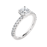 Round Lab Grown Diamond Side Stone Engagement Ring