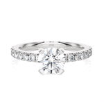 Round Lab Grown Diamond Side Stone Engagement Ring