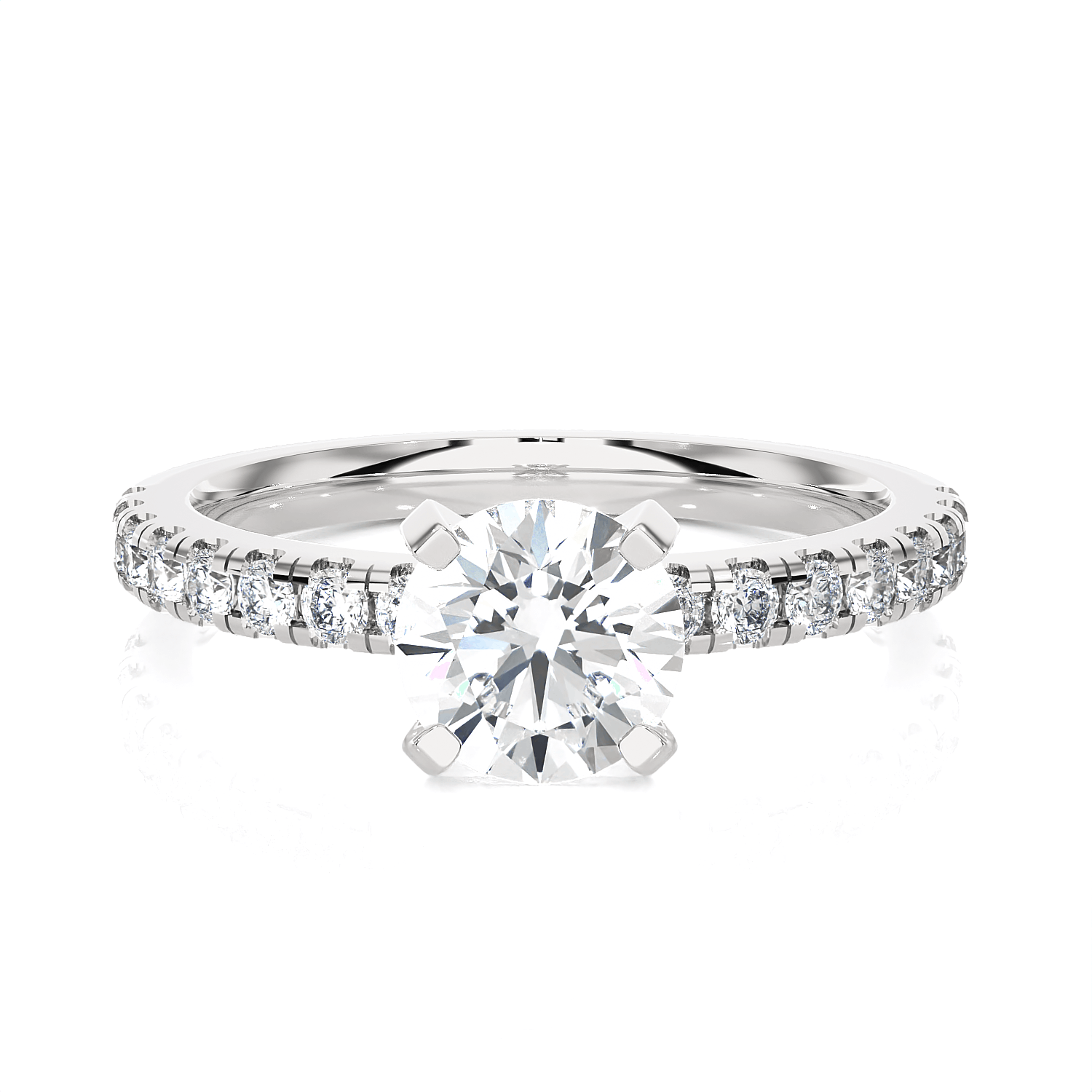 Round Lab Grown Diamond Side Stone Engagement Ring