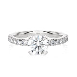 Round Lab Grown Diamond Side Stone Engagement Ring