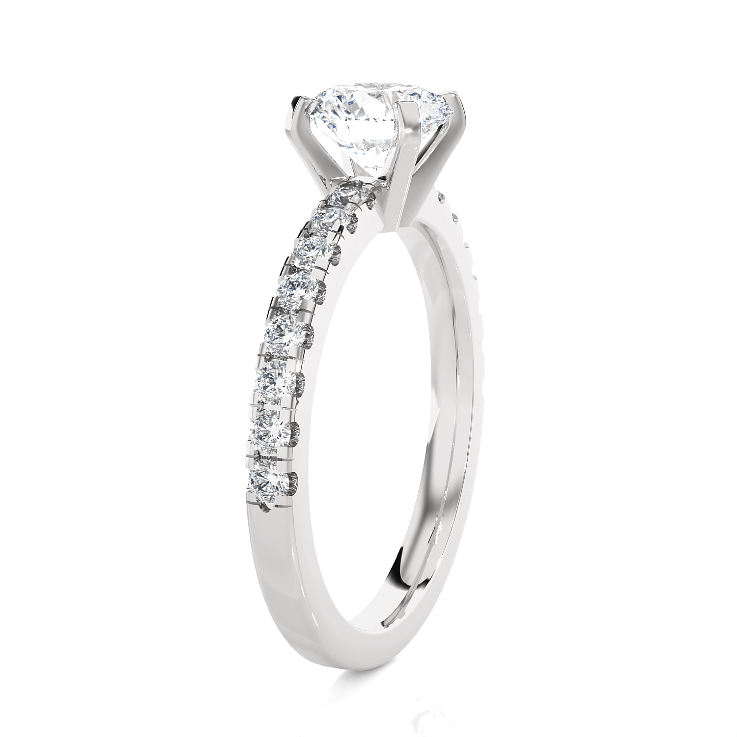 Round Lab Grown Diamond Side Stone Engagement Ring