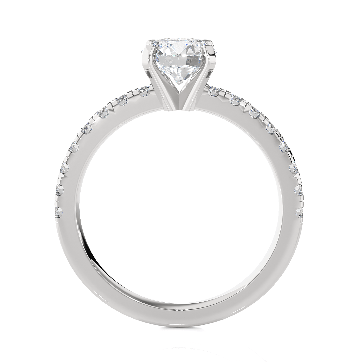Round Lab Grown Diamond Side Stone Engagement Ring