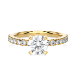 Round Lab Grown Diamond Side Stone Engagement Ring
