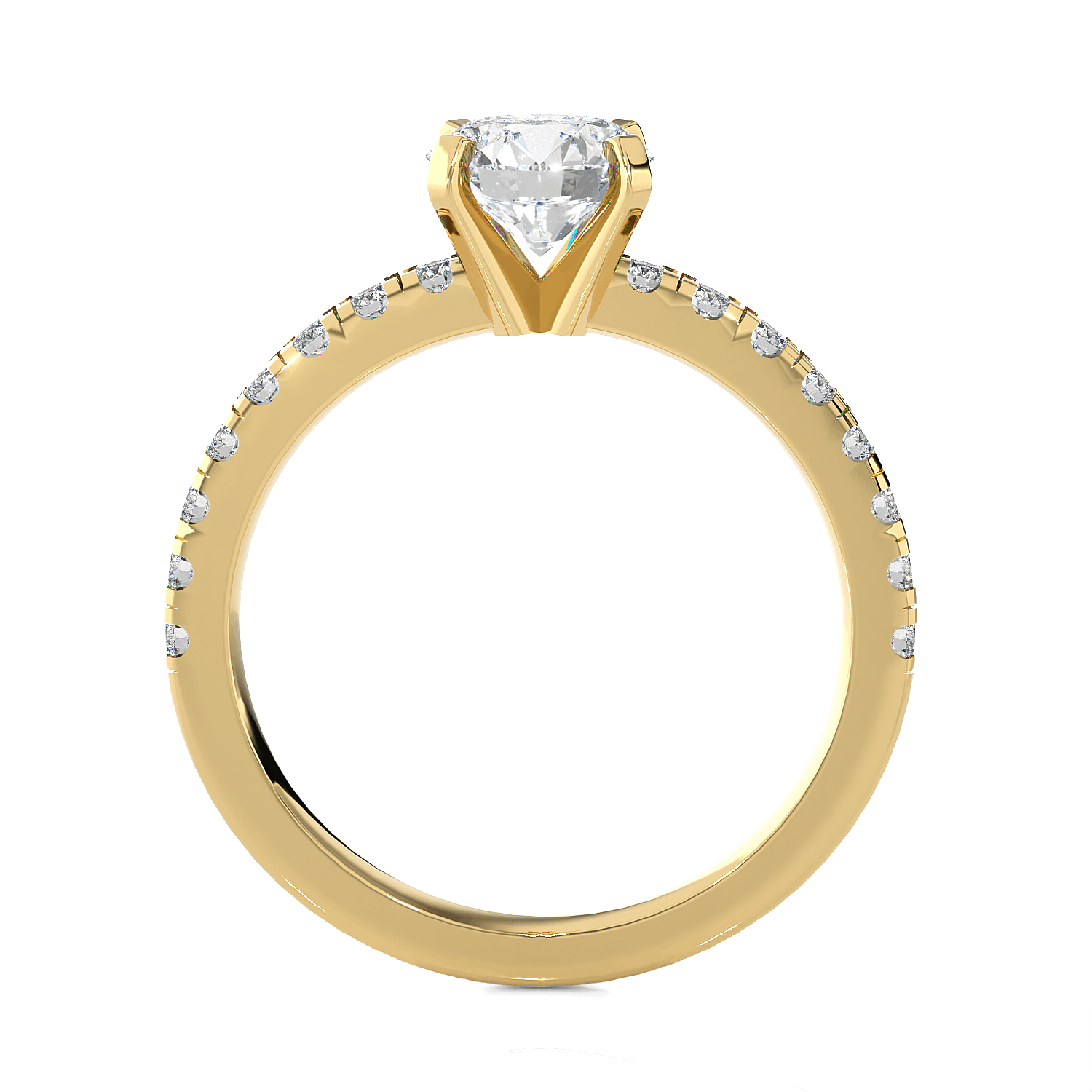 Round Lab Grown Diamond Side Stone Engagement Ring
